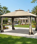 Durable 350 Denier Beige Replacement Canopy Top For Windsor Dome 10x12 Gazebo Custom Fit With Model L GZ717PST C A111001701