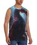 Dope Men's Muscle Tee With Urban Dragon Graphic Quick Dry Workout Tank Top Lightweight Stretchy Polyester Blend for gym use, front view.
