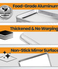 Six Pack Full Size Aluminum Baking Sheets Set, Nonstick Durable Cookie Sheets 26 By 18 Inches, NSF Certified features