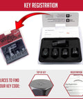 Beefy Locking Lug Nut Set With Key For M14 Threads Five Lug Nuts With Bulge End One Point Six Five Inch Long Black Finish