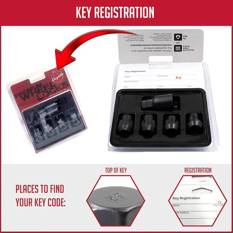 Beefy Locking Lug Nut Set With Key For M14 Threads Five Lug Nuts With Bulge End One Point Six Five Inch Long Black Finish