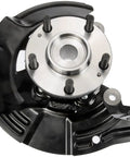 Front Left Wheel Bearing And Hub Assembly For 2011 Hyundai Sonata 2.4L Four Cylinder Loaded Knuckle With Sport Suspension Dead Nuts Reliable Heavy Duty Upgrade Kit, top view with central hub and mounting holes.