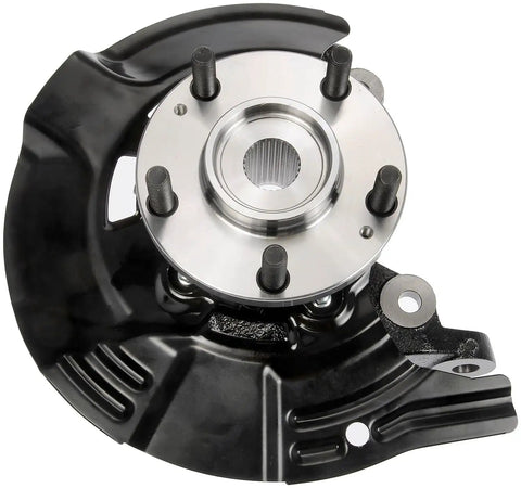 Front Left Wheel Bearing And Hub Assembly For 2011 Hyundai Sonata 2.4L Four Cylinder Loaded Knuckle With Sport Suspension Dead Nuts Reliable Heavy Duty Upgrade Kit, top view with central hub and mounting holes.