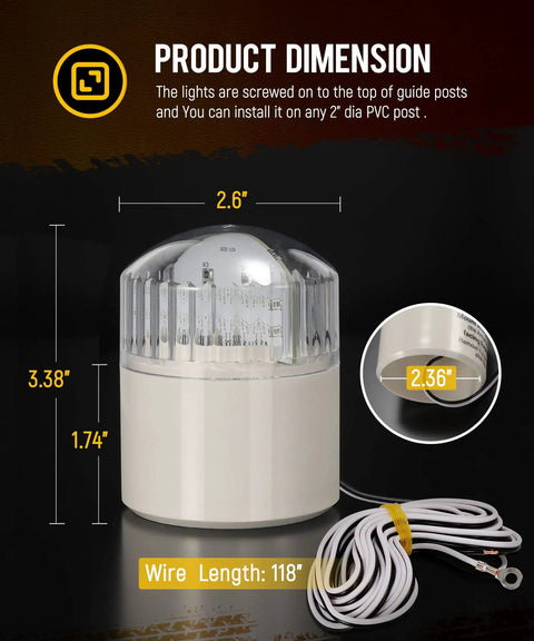 Red Amber 24 LED Boat Trailer Post Lights With Clear Lens 12V IP67 Waterproof Dual Color Marker Lights dimensions