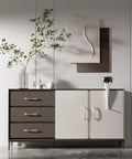 Modern cabinet with 20 Pack Brushed Nickel Cabinet Pulls 5 Inch Arch Curved Drawer Handles, featuring minimalist decor on top.