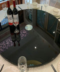 Heavy Duty 360 Degree Swivel Lazy Susan Serving Tray For Dining Tables featuring black tempered glass design set for dining.