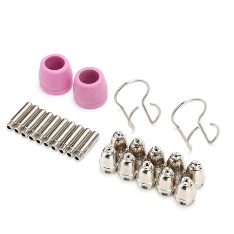 Top Shred Plasma Cutting Torch Consumables 24 Pack Copper Electrodes Contact Tips And Ceramics includes copper tips and ceramic nozzles.