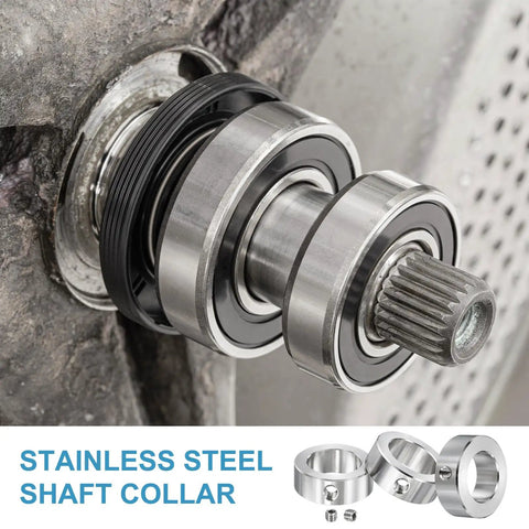 Set Of 4 Stainless Steel Shaft Collars, 10mm Inner Diameter, 20mm Outer Diameter, 10mm Thick, Dual Hole Bore, Clamp Locking Rings installed