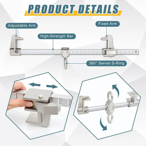 Heavy Duty Sliding Horizontal Beam Anchor For I And H Beams, Adjustable Fall Protection Rig Built Tough With Rock Solid Steel Cast, Glides Smoothly On Wide Flanges Ideal For Rooftop Crews And Job Site Safety