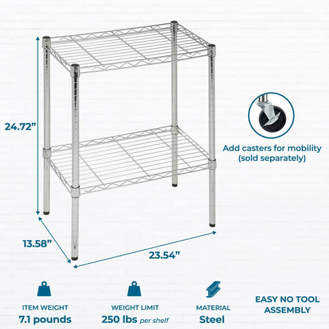 Heavy Duty Chrome Wire Shelving Rack With Two Adjustable Tiers And Rust Resistant Finish Offers Legit Storage Up To Five Hundred Pounds Through Quick No Sweat Tool Free Assembly And Sleek Design Tailored For Garage Kitchen Or Office Organization
