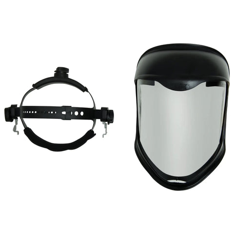 Bionic Face Shield With Clear Polycarbonate Visor And Full Shield Design For Chin And Top Head Coverage Black Matte Finish