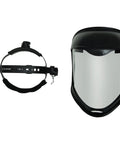 Front and side view of Bionic Face Shield With Clear Polycarbonate Visor And Anti Fog Hard Coat Full Shield For Chin And Head Protection
