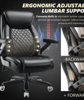 600Lbs Big And Tall Heavy Duty Office Chair With 5D Flip Arms Pocket Spring Cushion High Back Ergonomic Desk Chair With Lumbar Support Dual Rubber Wheels Extra Plush Padding For All Day Comfort with adjustable lumbar support.