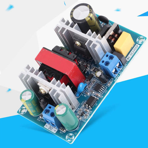 Rock Solid AC to DC Power Supply Module 50 Watt 4 Amp Switching Converter Board close-up view with heat sinks and components.