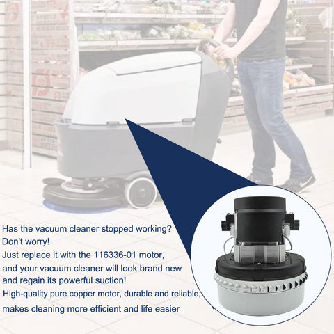 Vacuum motor, 120V, two-stage blower, 5.7-inch diameter, includes gasket (close-up).