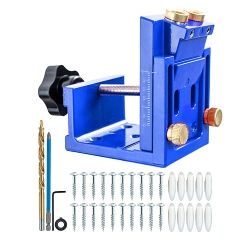 Pro Level Aluminum Alloy Pocket Hole Jig With A Precise 15 Degree Drill Angle And Smooth Adjustable 12 To 45mm Depth for woodworking.