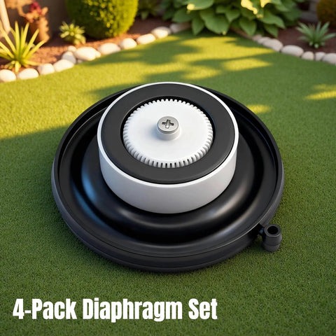 4-pack sprinkler valve diaphragm set with white Buna-N rubber diaphragms for Hunter PGV/SRV/ASV valves, Amazon brand