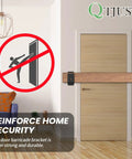 Heavy Duty Black Steel Door Barricade Brackets 32 Pack U Shape Security Reinforcement For 2x4 Lumber mounted on a door.