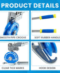 Heavy Duty 1/2 Inch Tubing Bender With 180 Degree Angle For Precise Bending On Copper Brass Aluminum And Stainless Steel Pipes Up To 2mm Wall Thickness product details showing smooth pipe groove, soft rubber handle, clear tick marks, and hook design.