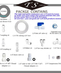 TSnsfCerti NSF 1/4 in water line tubing and push-to-connect fittings kit for RO systems, 23 pcs and 30 ft tubing