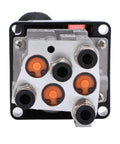 Front view of Dump Truck Proportional Control Valve With PTO Switch For Hydraulic System, Aluminum, 4 Holes, 4 Positions