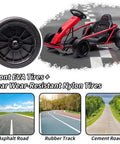 Turbocharged Dual 300W Motors 24V Go Kart For Kids 8 To 12 with EVA and Nylon Tires, Red Design