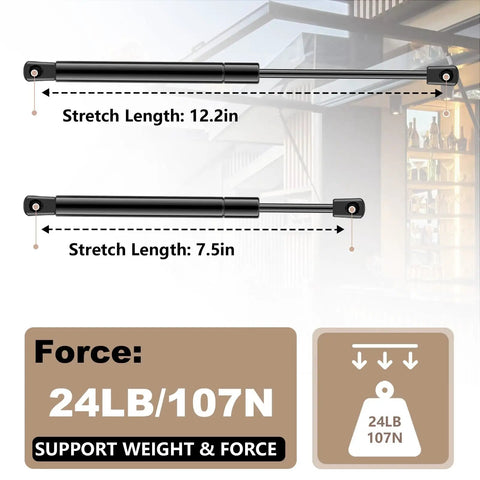 12 Inch 24 Lb 107 N Gas Shock Strut Lift Support For Tool Box Truck Cap Camper Shell Topper Rear Window RV Cabinet Doors