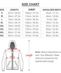 Size chart for Heavyweight Fleece Hoodie For Men, including dimensions for length, chest, and shoulder width in various sizes.