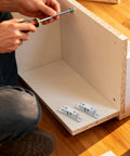Installing Solid Silver Copper Cabinet Door Rollers With Silent Close And Rust Resistant Finish, 10 Pack for cupboard assembly.