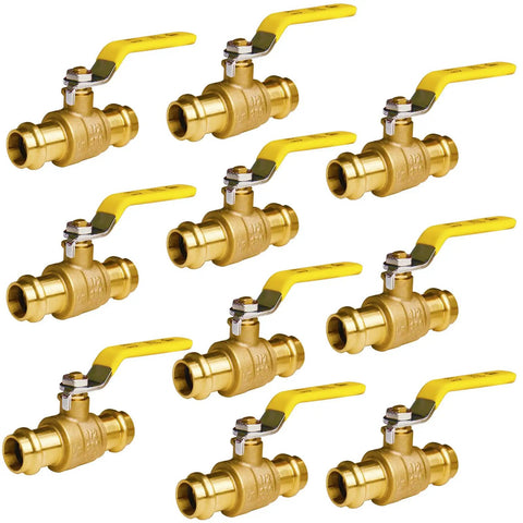 Press Ball Valve Fittings One Half Inch Lead Free Brass 10 Pack For Copper Tubing Water HVAC And Heating Systems Easy Install