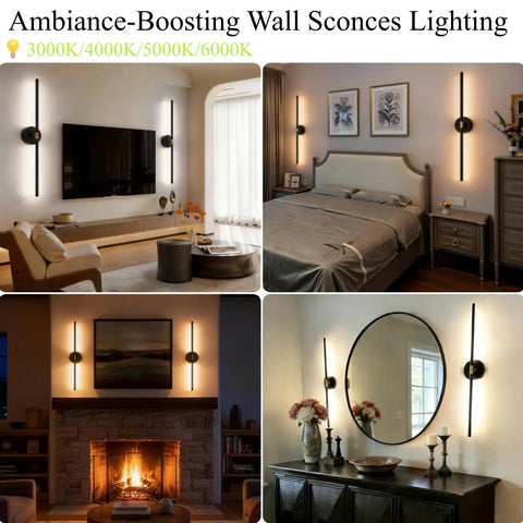 Wireless Wall Sconces Set Of Two With 10000Mah Rechargeable Battery Cordless Lights Zero Plug Headaches Touch And Remote Controls 360 Rotating Black Finish in various indoor settings.