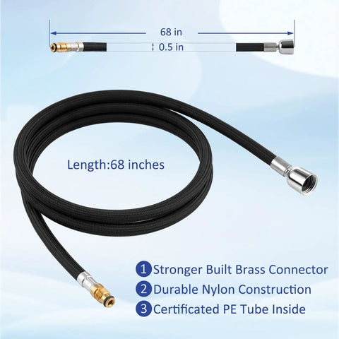 68-inch 1219935-BC Hose Kit For Pull Down Kitchen Faucets With DockNetik Magnetic Docking System, nylon wrap, brass fittings