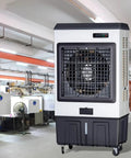 Super Portable Evaporative Air Cooler With Eight Refreezeable Ice Packs And Three Fan Speeds To Keep Your Space Super Chill And Beat The Heat Like A Pro All Summer Long in a workshop setting