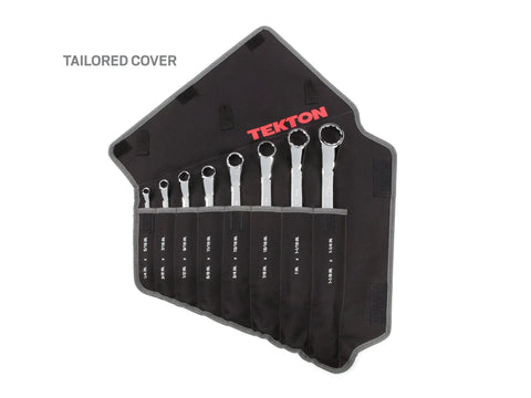 Eight Piece 45 Degree Offset Box End Wrench Set With Roll Up Case For Tight Spots From 1/4 In To 1-1/4 In Reaches Around Obstructions