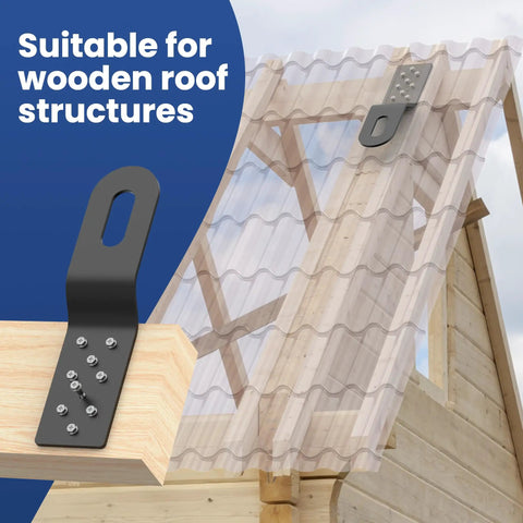 Heavy Duty Permanent Roof Safety Anchor Set For Fall Protection Holds Tight On Wood Or Metal Surfaces With Slick Black Powder Coat Includes Five Ace Grade Tether Points And Top Shelf Harness Gear For Serious Rooftop Grind Sessions, mounted on a wooden roof.