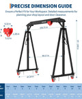 Built Like A Tank Adjustable Gantry Crane 2 Ton 4400 Lbs Capacity dimension guide for height adjustment and setup.