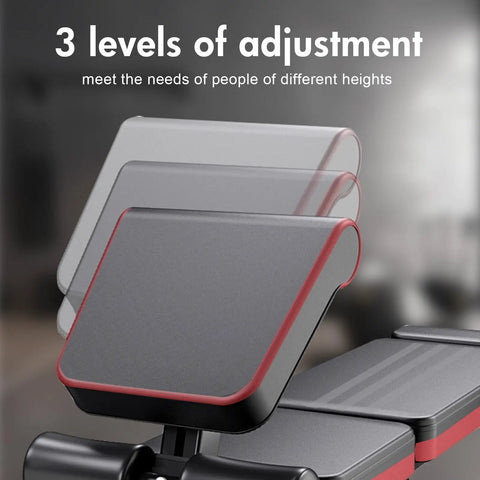 Close-up of backrest with 3 levels adjustment on 4 In 1 Adjustable Weight Bench With Leg Extension Foldable Incline Decline Bench Press