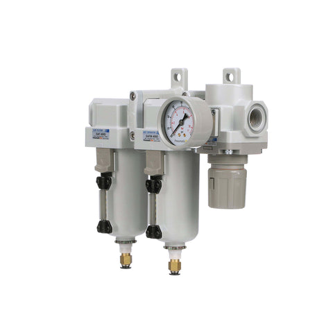 Three Stage Air Drying System All In One With Particulate Filter And Coalescing Filter And Pressure Regulator, front view
