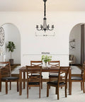 8-Light Black Chandeliers For Dining Room And Kitchen, Vintage Farmhouse Candle Chandelier With E12 Base above dining table