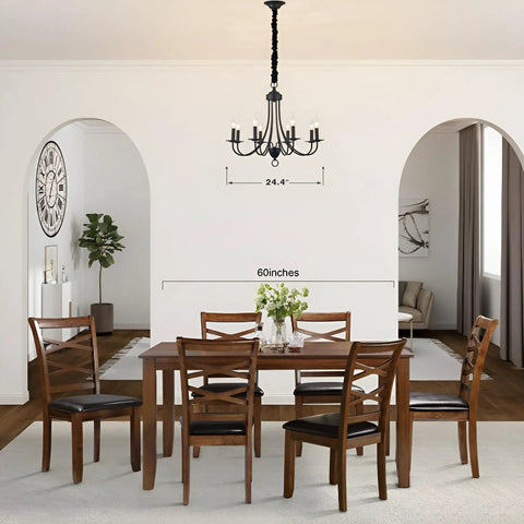 8-Light Black Chandeliers For Dining Room And Kitchen, Vintage Farmhouse Candle Chandelier With E12 Base above dining table