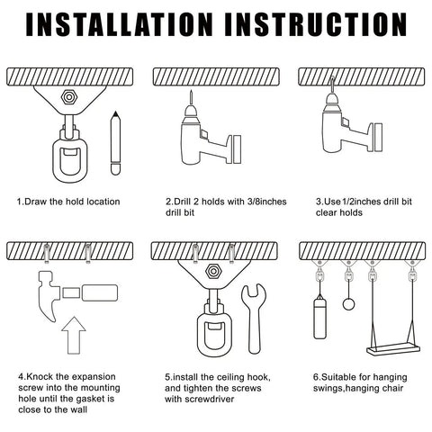 Installation guide for Beefy Heavy Duty Swing Hangers for Wooden Sets 360 Swivel Stainless Steel Hardware 1000 Pound Capacity.