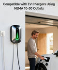 Man charging electric car using NEMA 10-30 outlet, compatible with 10 Ft 3 Prong Dryer Cord 30A 7500W NEMA 10-30P