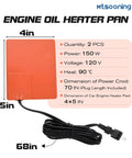 2Pcs Silicone Engine Block Heater Pad, 4X5 Inch, 150W 120V with 70 inch power cord for vehicle oil heating.