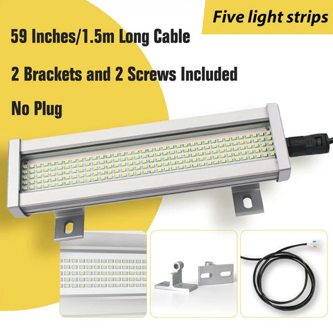 Industrial CNC Machine Tube Light LED 18W Waterproof IP67 Explosion Proof Work Lamp For 110V To 220V Systems 6400K 2160LM Aluminum Pro Grade Housing Dustproof Oilproof And Shock Resistant with long cable, brackets, and screws.