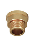 Brass pipe adapter nipple, 3/4 in male x 1 in female NPT, side view