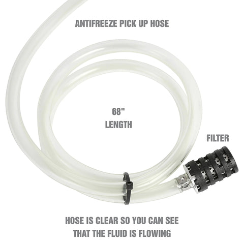 Clear antifreeze pickup hose, 68-inch length with filter end