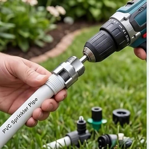 Nifty 4 In 1 Pvc Pipe Threader Kit Cuts Threads Taps Grooves And Preps Fittings For 1/2 3/4 And 1 Inch Pipes equipped with a rubber sprinkler pipe.