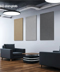 Top Shelf Large Acoustic Panels 2 Pack 48x24 Inches Sound Proof Foam Wall Tiles mounted in a modern lounge setting.