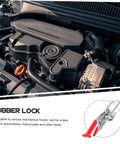 Car engine and Rubber T Handle Hasp Lock for car hood, toolboxes; heavy-duty, easy install, compatible with trucks, SUVs, machinery.