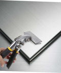 Manual Metal Bender Tool For Bending And Flattening Sheet Metal With Straight Jaw Hand Seamer Grip in use on metal sheet
